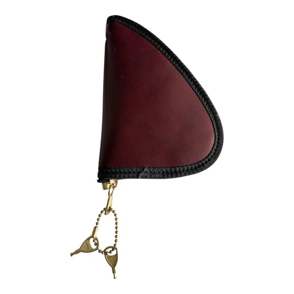 North American Arms Burgundy Pistol Pouch with Keys Faux Leather Zip Case - Picture 2 of 4